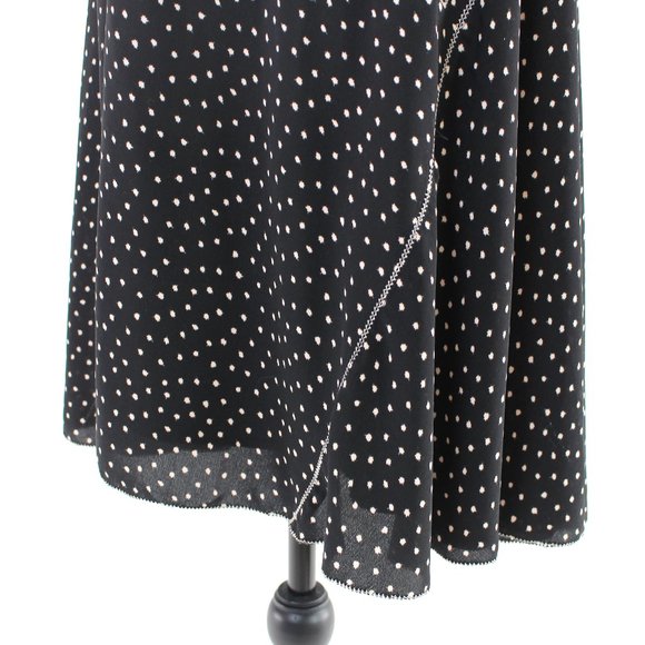 Byron Lars Beguile Black Tan Laser Cut Fit & Flare Flutter Midi Dress 2 Spotted - Picture 4 of 9